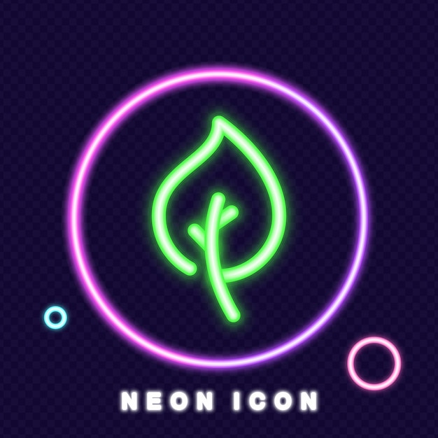 Leaf line icon Ecology eco friendly natural care for environment plant foliage leafage produce oxygen green leaves Nature concept Neon glow Vector line icon for Business and Advertising