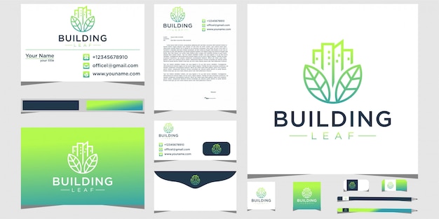 leaf and logo building with stationery