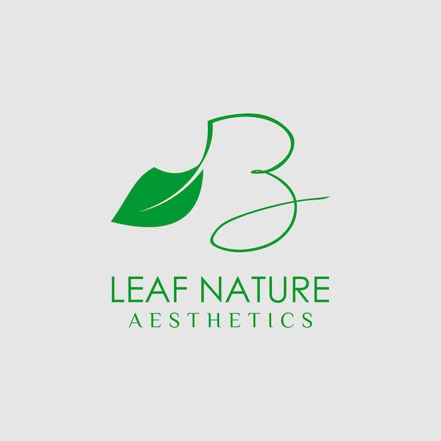 Leaf logo design icons with initial B templates for natural products or companies