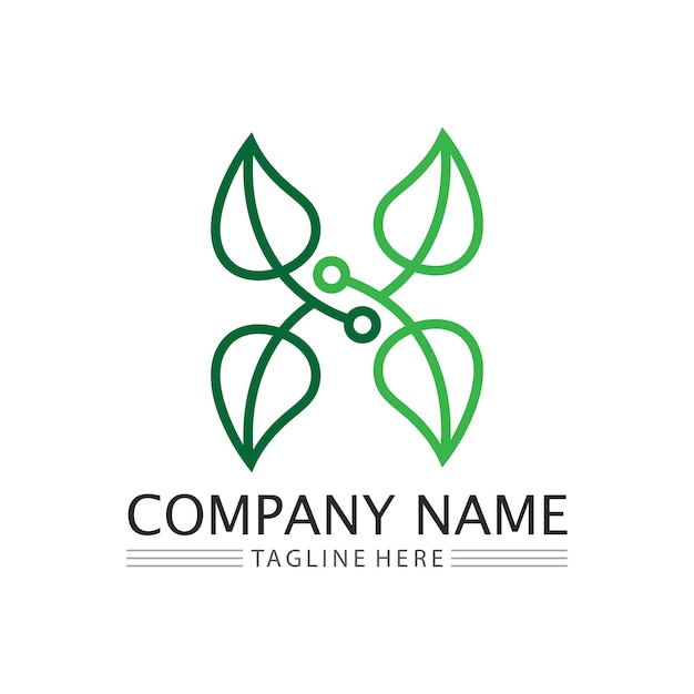 Leaf logo design vector for nature symbol template editableGreen leaf logo ecology nature element vector icon