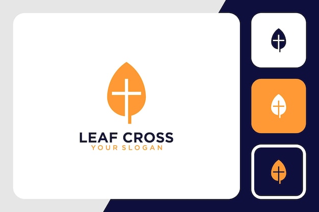 leaf logo design with cross inspiration