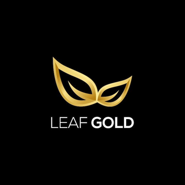 Leaf logo gold color gradient luxury