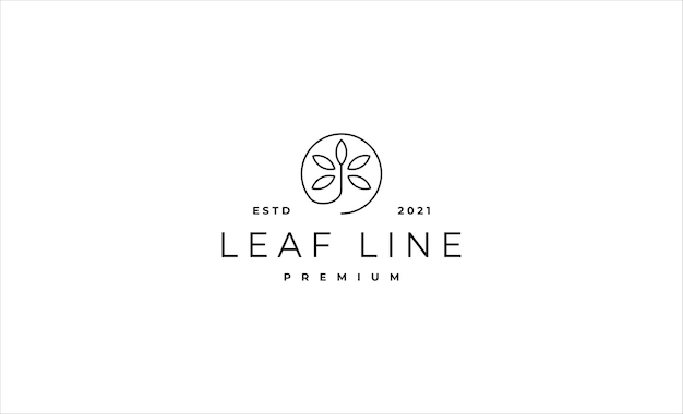 Leaf Logo Line Minimal Vector Design illustration