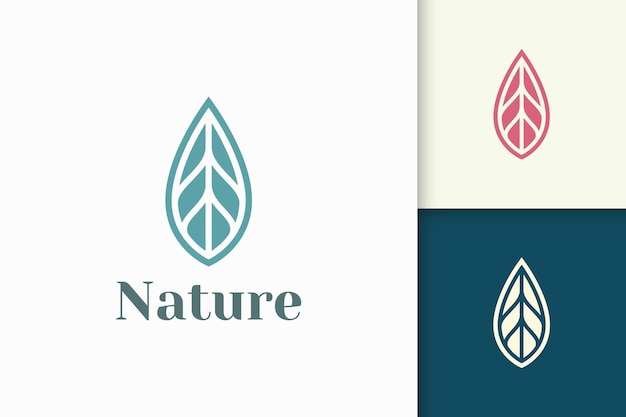 Leaf logo in simple and clean shape for health and beauty