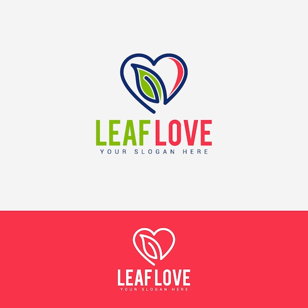 Leaf love logo design vector template