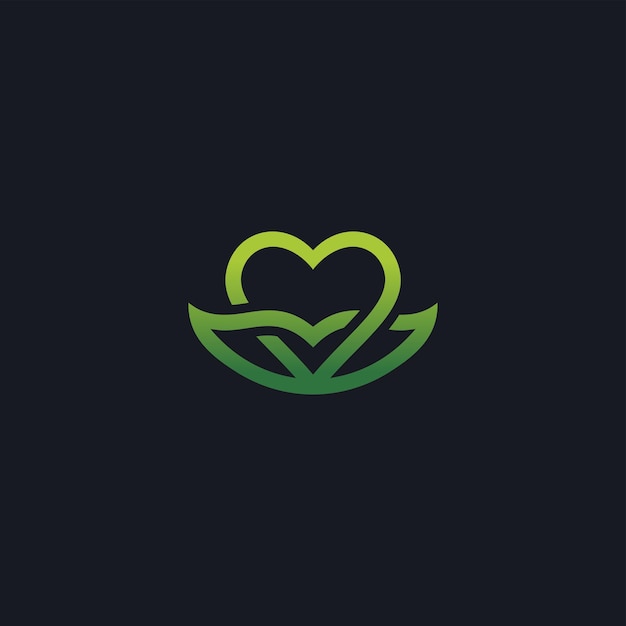 Leaf love logo vector icon line illustration