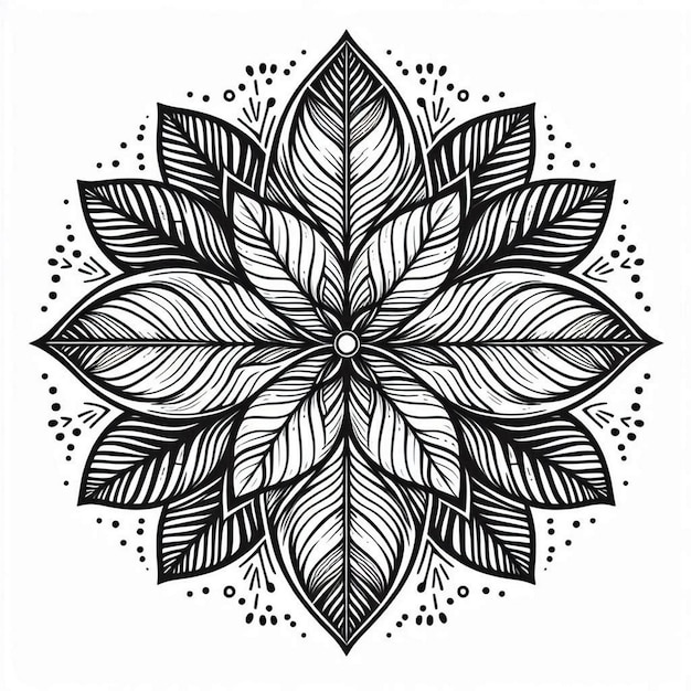 A leaf mandala with large stylized leaves radiating vector