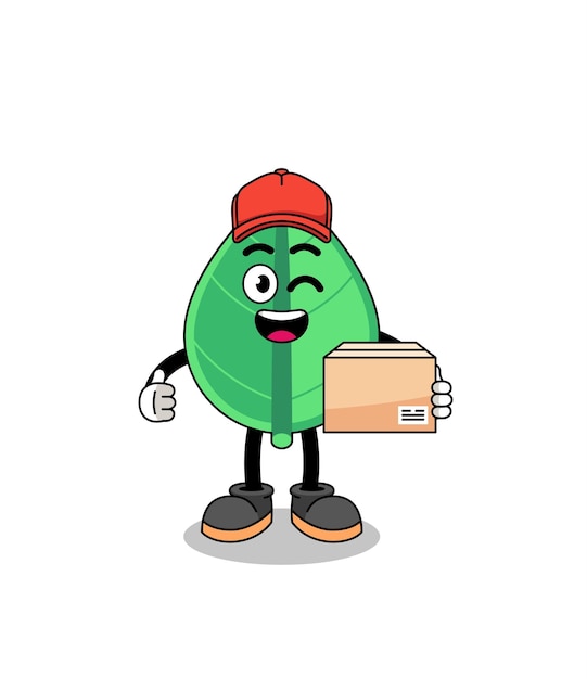 Leaf mascot cartoon as an courier