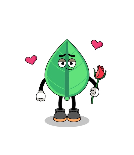 Leaf mascot falling in love