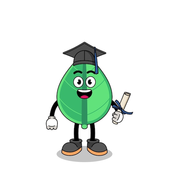 Leaf mascot with graduation pose