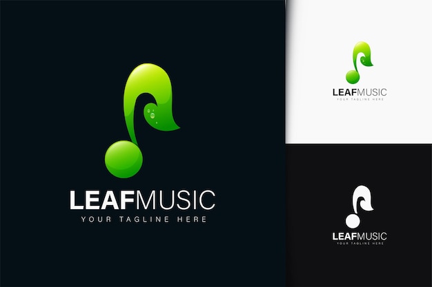 Leaf music logo design with gradient