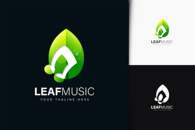 Leaf music logo design with gradient