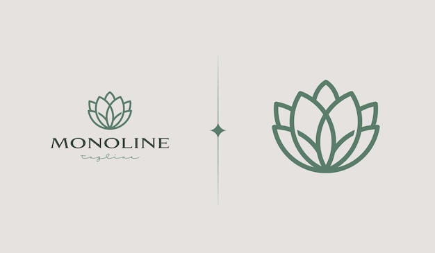 Leaf Plant Flower Monoline Logo Universal creative premium symbol Vector sign icon logo template Vector illustration