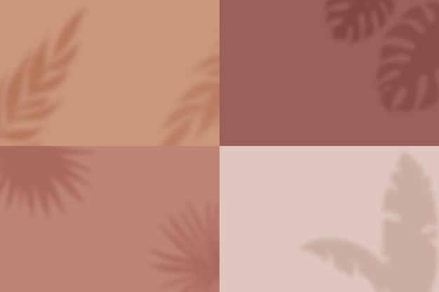 Leaf shadows on different vector backgrounds Set of four scenes of natural lighting