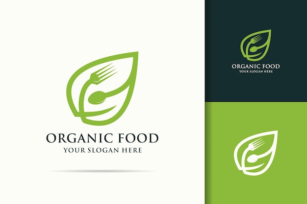 Leaf spoon fork organic food inspiration logo