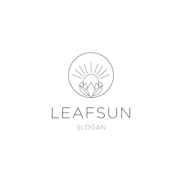 Leaf sun logo icon design template vector illustration