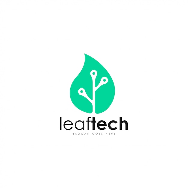 Leaf tech logo vector. Leaf and technology logo template