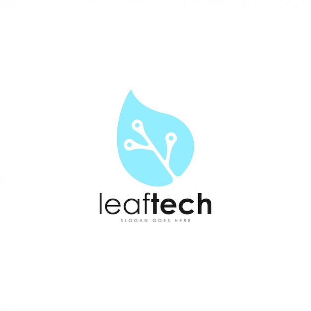 Leaf tech logo vector. Leaf and technology logo template