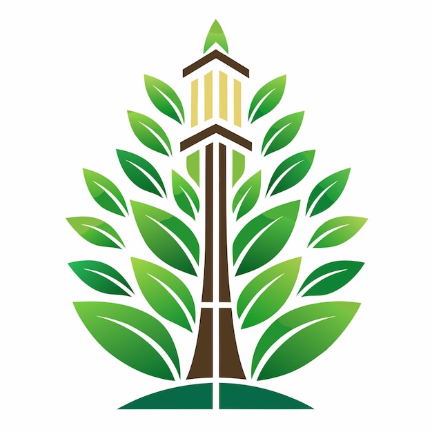 Leaf Tree Building Tower Logo Design EcoFriendly and Innovative Vector Graphics