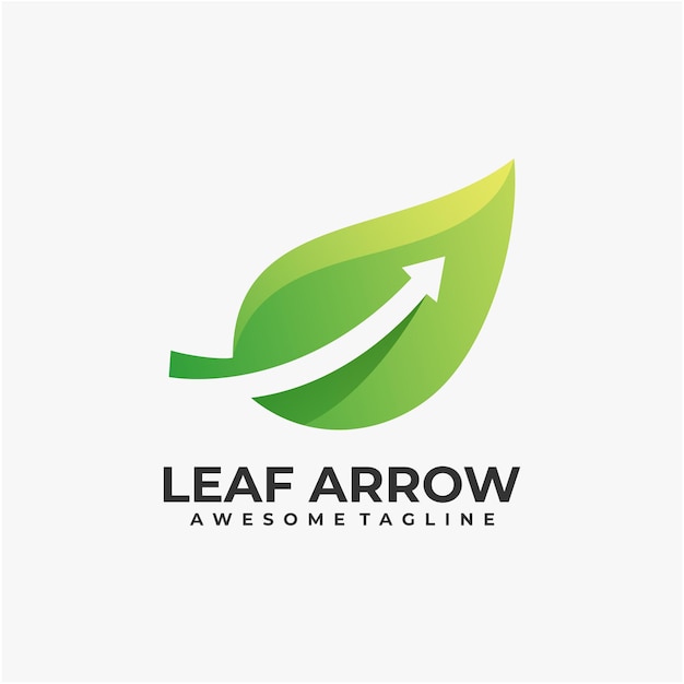 Leaf with arrow abstract logo design template