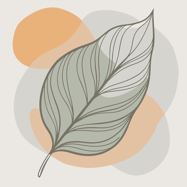 Vector a leaf with a brown background and orange circles around it