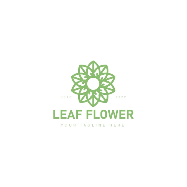 Leaf with flower logo design illustration icon