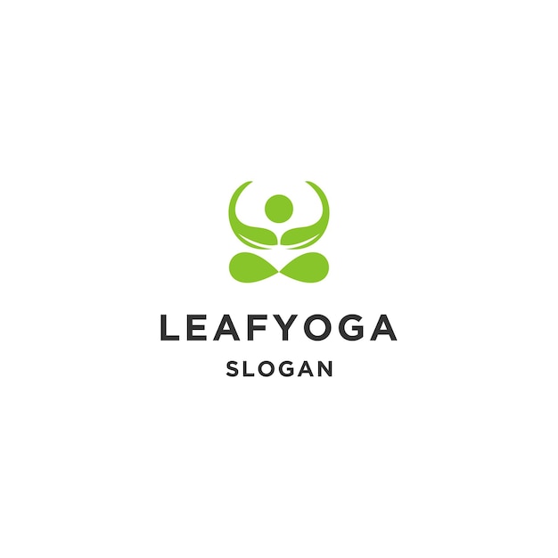 Leaf yoga logo icon design template vector illustration