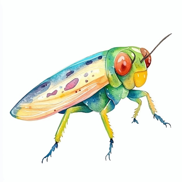 Leafhopper cute watercolor clipart illustration isolated