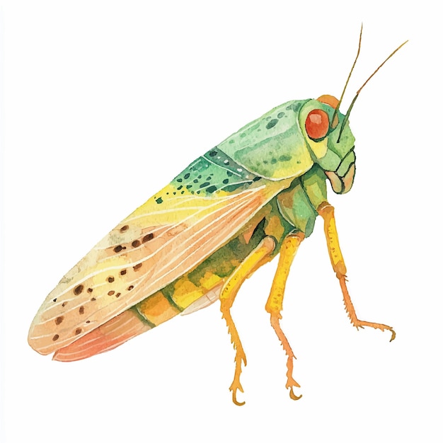 Vector leafhopper cute watercolor clipart illustration isolated