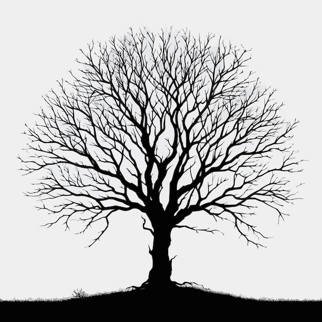 Leafless trees silhouette background nature illustration in black vector