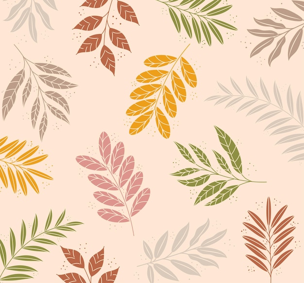 Leafs plants boho style background