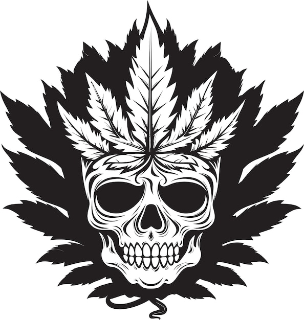 Leafy Cranium Cannabis Skull Vector Icon MarijaSkull Mark Skull with Cannabis Leaf Emblem