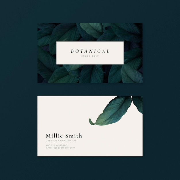 Vector leafy name card design template vector