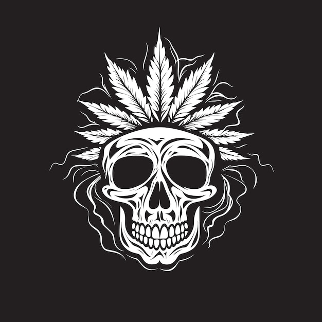 Vector leafy skullscape cannabis infused skull symbol budskull vector cannabis skull vector icon