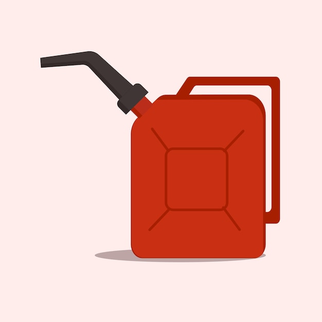 Leaking gasoline can, petrol container isolated on background.