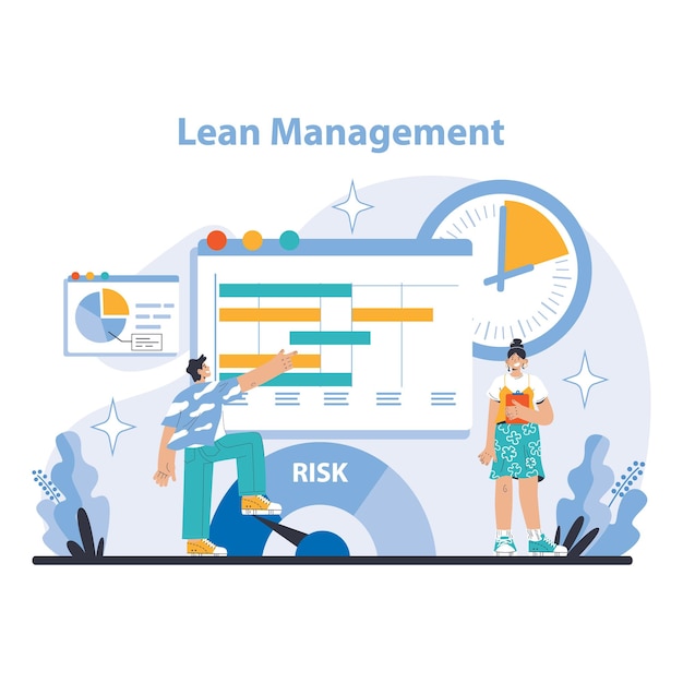 Vector lean management concept visualizes continuous improvement and waste minimization in process