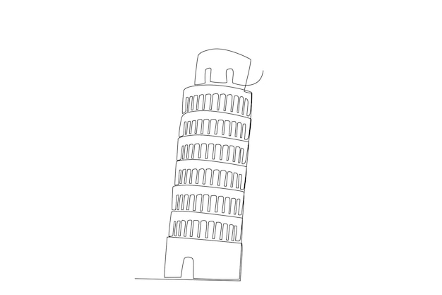 Leaning Tower of Pisa in Italy line art