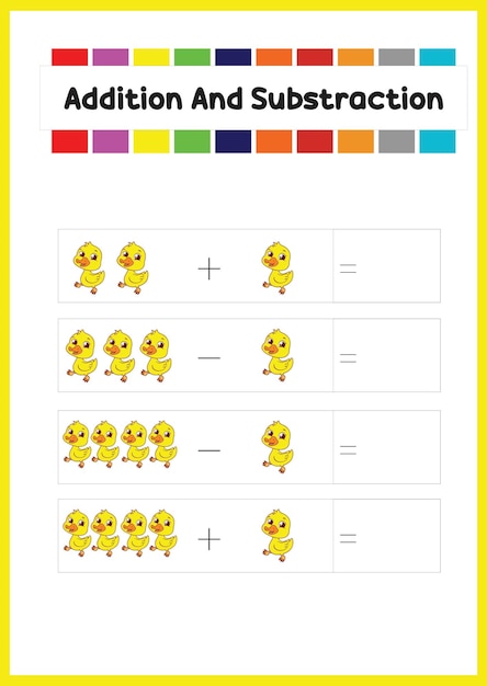 Learn addition and subs traction for kids count cute duck