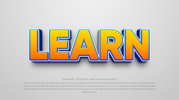 Learn bold 3d editable text effect