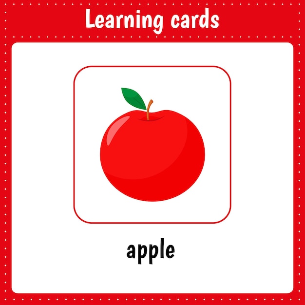 Learning cards for kids ApplePreschool activity for children