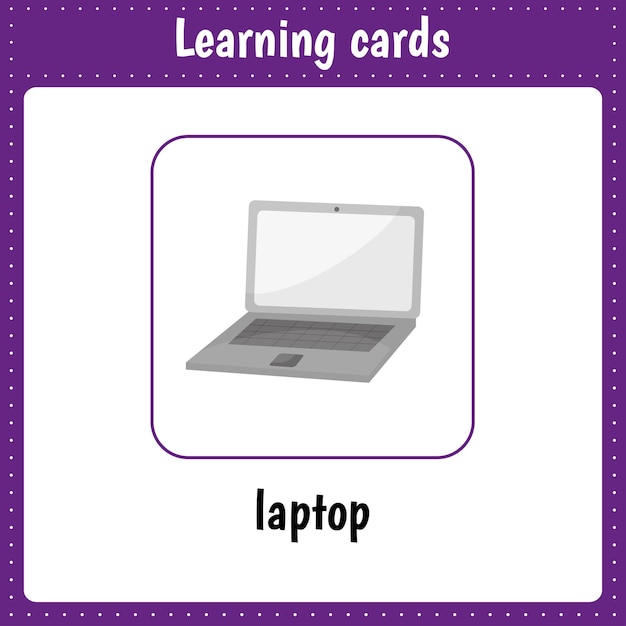 Learning cards for kids Laptop Computer Educational worksheets for kids Preschool activity