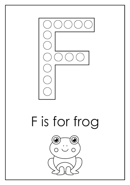 Learning English alphabet for kids Letter F Dot marker activity