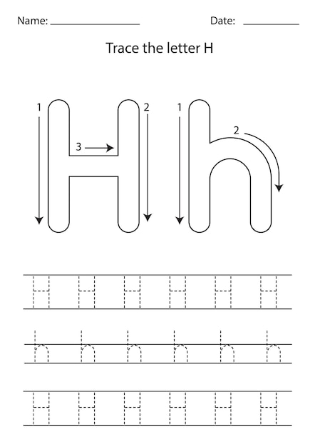 Learning English alphabet for kids. Letter H.