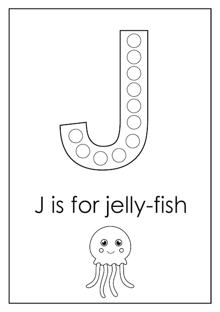 Learning English alphabet for kids Letter J Dot marker activity