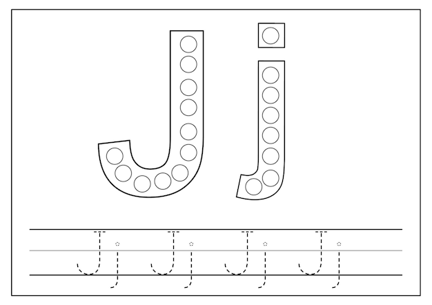 Learning English alphabet for kids Letter J Tracing letters