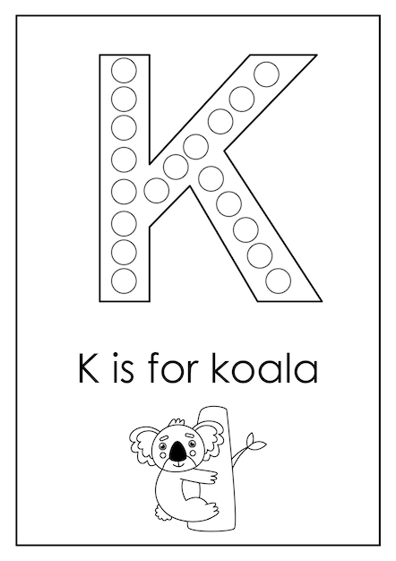 Learning English alphabet for kids Letter K Dot marker activity