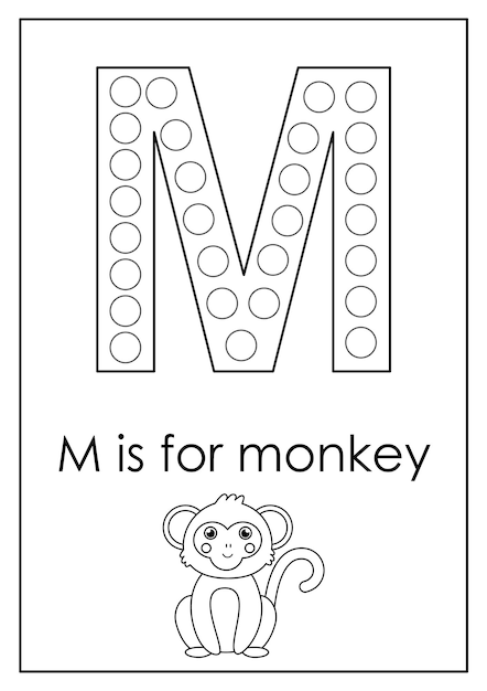 Learning English alphabet for kids Letter M Dot marker activity