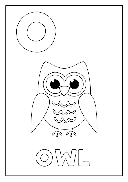 Learning English alphabet for kids Letter O Cartoon owl