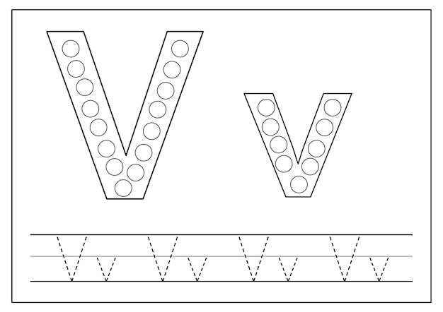 Learning English alphabet for kids Letter V Tracing letters