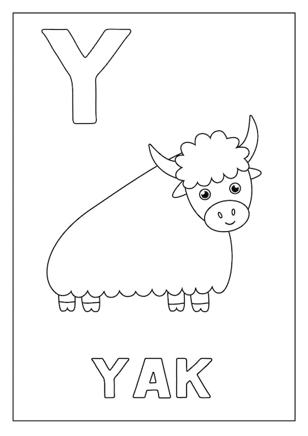 Learning English alphabet for kids Letter Y Cute yak